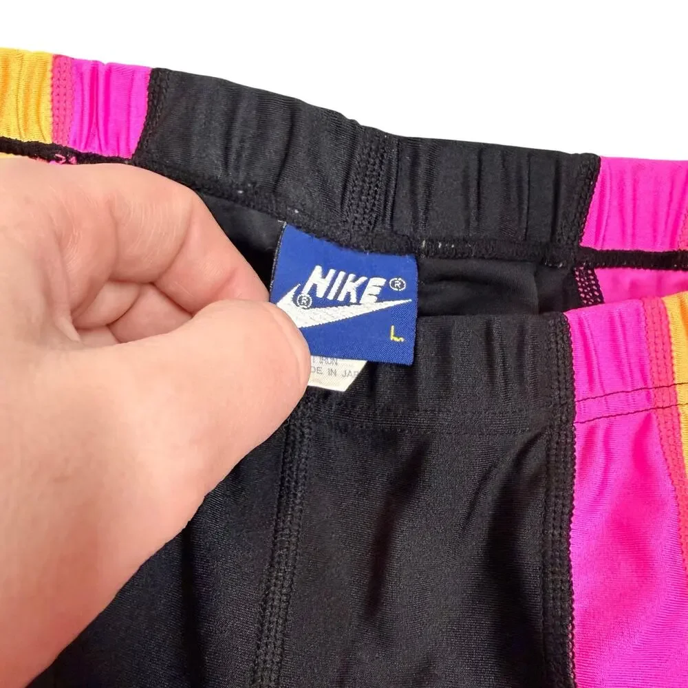 Vintage Nike Pant Pink Orange Black Athletic Work Out Blue Tag 80s Fitted